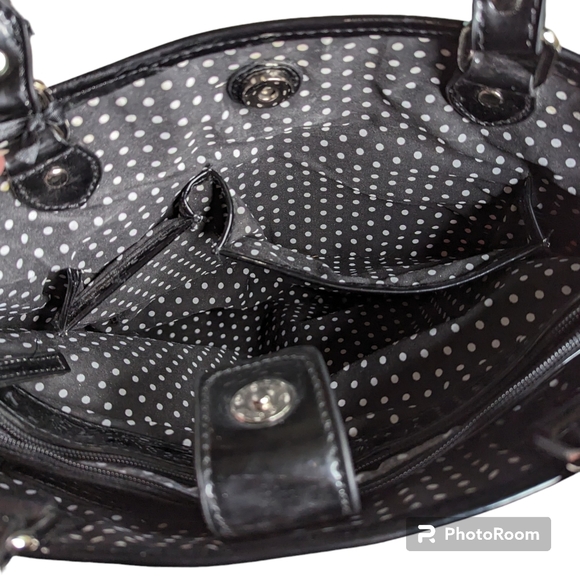 Lulu Guinness London Print Red Black Handbag Shoulder Bag Purse Stamp NWT - Picture 15 of 16